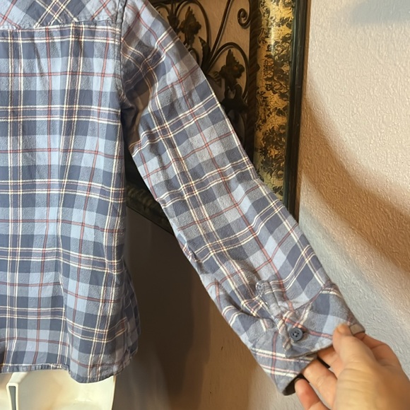 Columbia Essential Women’s Blue Plaid Button Up Flannel Shirt Sz L - Picture 6 of 8